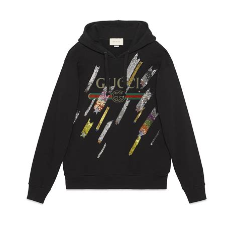 sweatshirt gucci logo and shooting stars|Cotton jersey sweatshirt with embroidery .